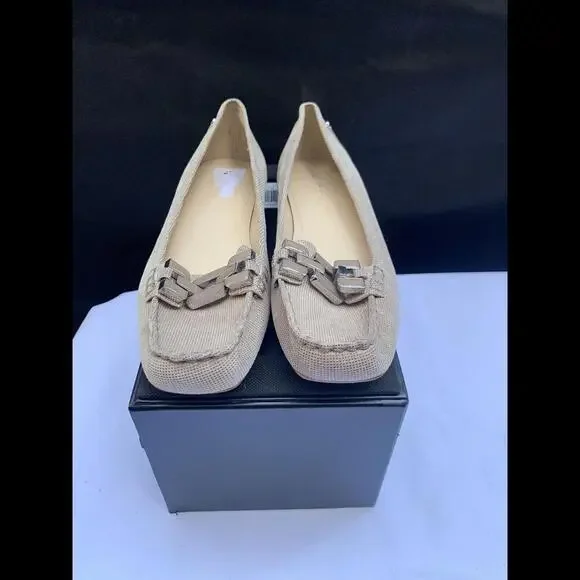 Calvin Klein Women's Size 9 Shoes Ricki Mini Square Chain Toe Slip On Flats Tan - Picture 14 of 14